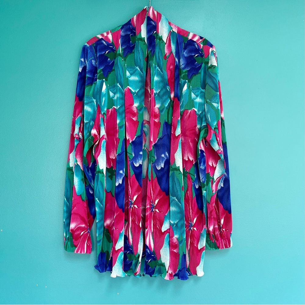 Vintage Plisse Floral Blouse